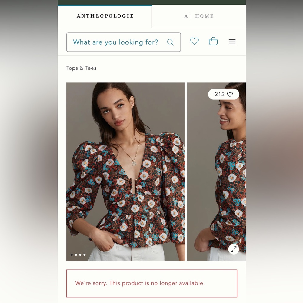 RHODE Floral Puff Sleeve Blouse in Red and Blue Size 0